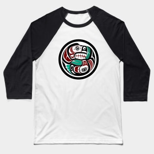 Northwest Pacific coast Otter chasing Salmon Baseball T-Shirt